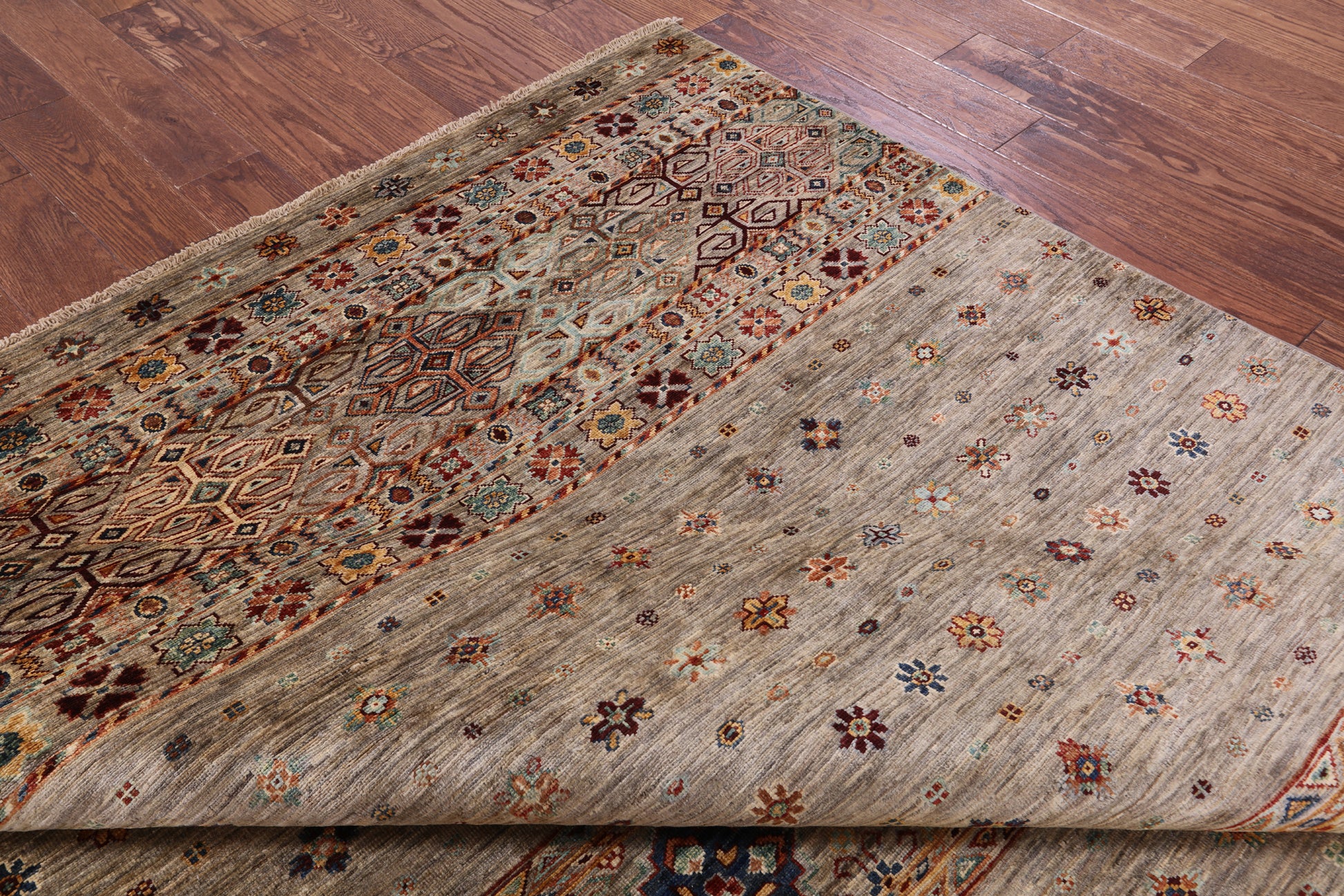 Khorjin Persian Gabbeh Hand Knotted Wool Rug - 6' 9" X 9' 5" - Golden Nile