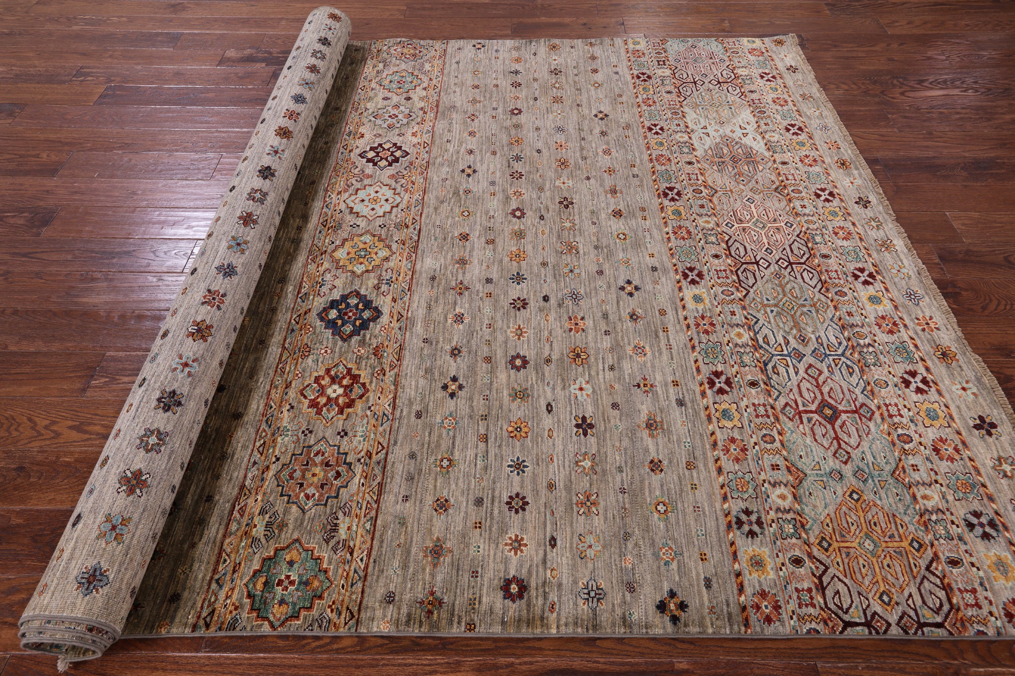 Khorjin Persian Gabbeh Hand Knotted Wool Rug - 6' 9" X 9' 5" - Golden Nile