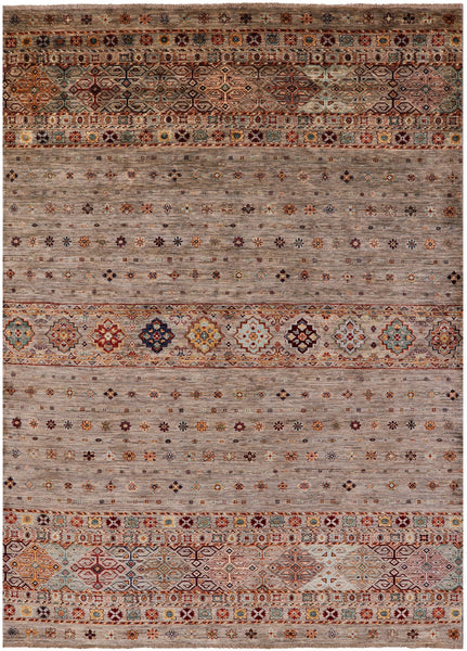 Khorjin Persian Gabbeh Hand Knotted Wool Rug - 6' 9" X 9' 5" - Golden Nile