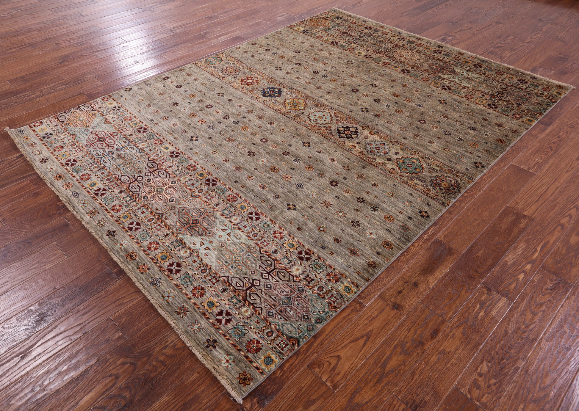 Khorjin Persian Gabbeh Hand Knotted Wool Rug - 6' 9" X 9' 5" - Golden Nile
