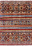 Khorjin Persian Gabbeh Hand Knotted Wool Rug - 4' 2" X 5' 8" - Golden Nile