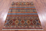 Khorjin Persian Gabbeh Hand Knotted Wool Rug - 4' 2" X 5' 8" - Golden Nile
