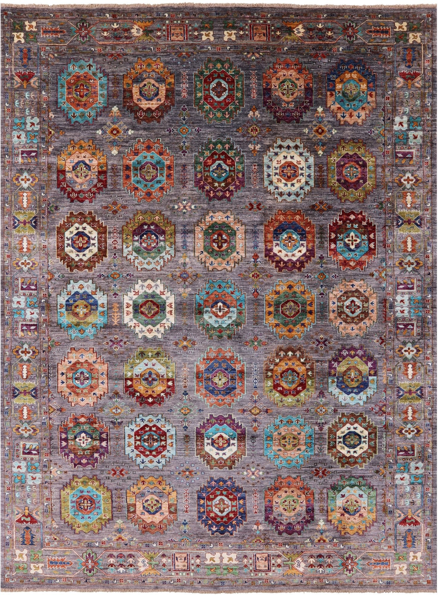 Turkmen Ersari Hand Knotted Wool Rug - 8' 2" X 11' 2" - Golden Nile