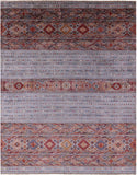 Grey Khorjin Persian Gabbeh Handmade Wool Rug - 8' 1" X 10' 0" - Golden Nile