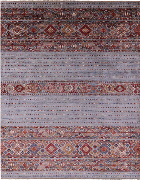 Grey Khorjin Persian Gabbeh Handmade Wool Rug - 8' 1" X 10' 0" - Golden Nile