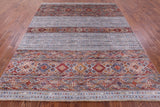 Grey Khorjin Persian Gabbeh Handmade Wool Rug - 8' 1" X 10' 0" - Golden Nile