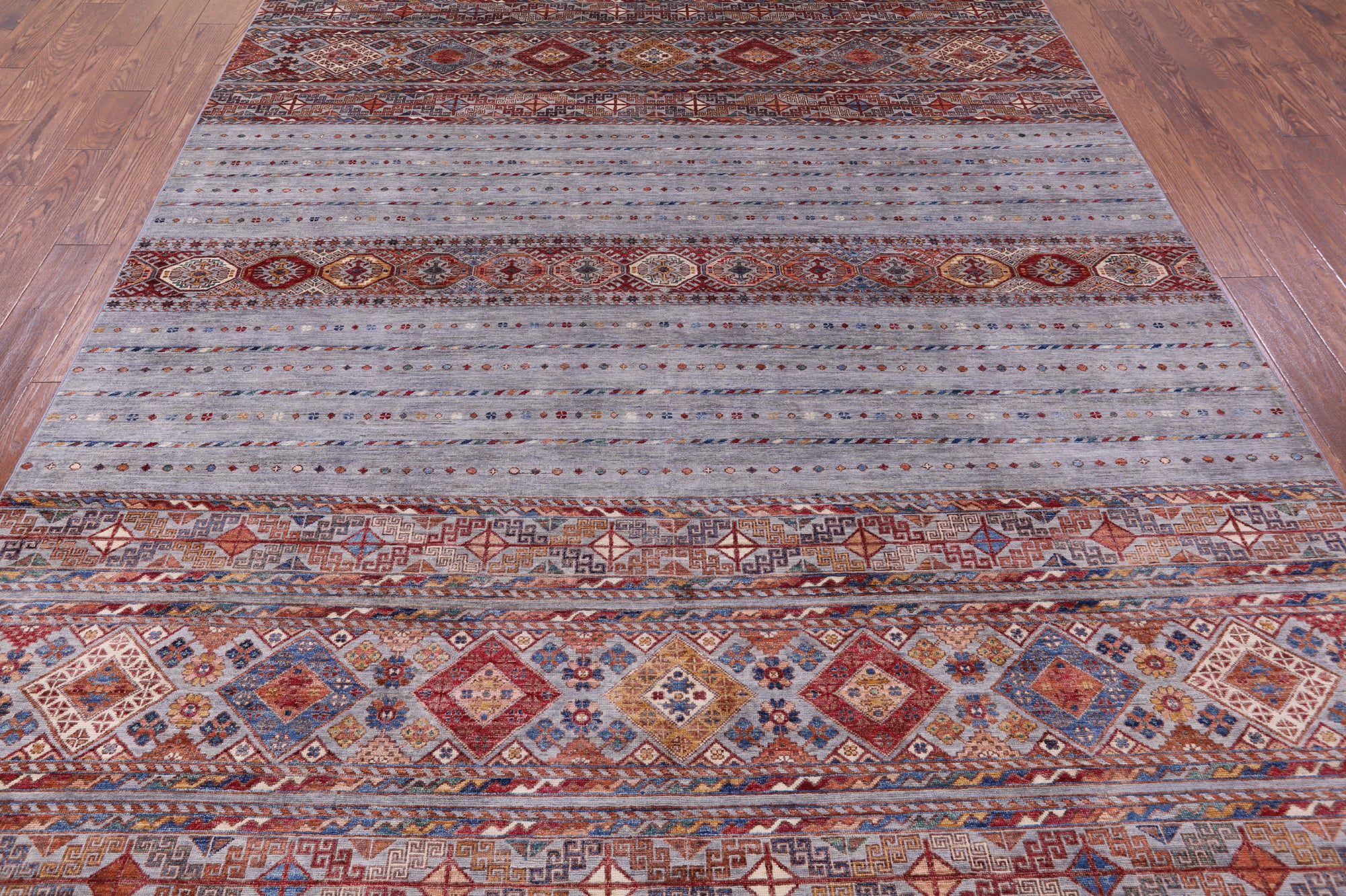 Grey Khorjin Persian Gabbeh Handmade Wool Rug - 8' 1" X 10' 0" - Golden Nile