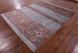 Grey Khorjin Persian Gabbeh Handmade Wool Rug - 8' 1" X 10' 0" - Golden Nile