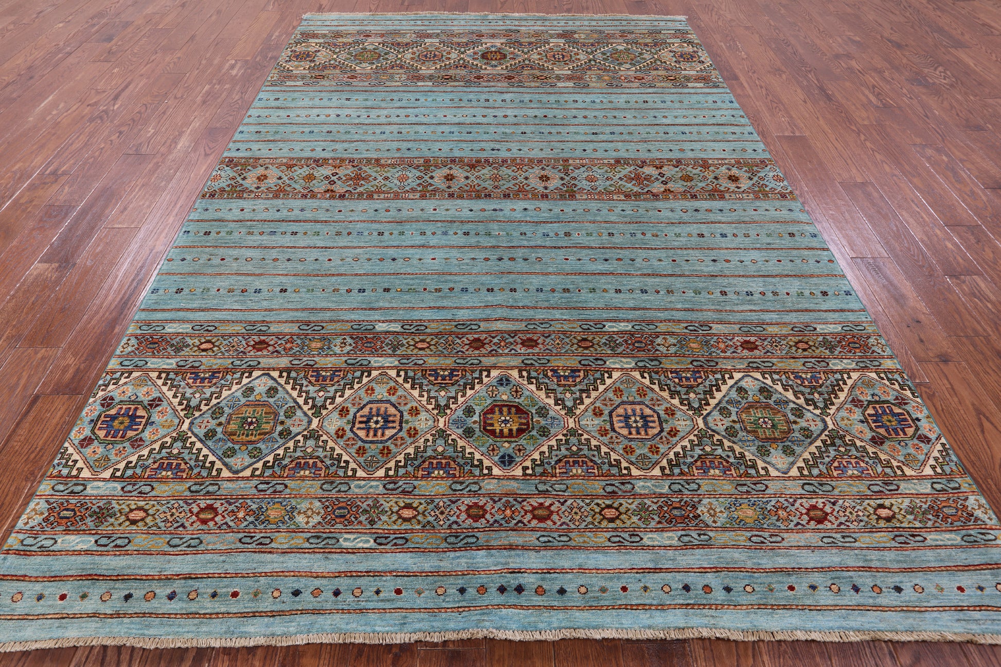 Khorjin Persian Gabbeh Hand Knotted Wool Rug - 6' 10" X 10' 0" - Golden Nile