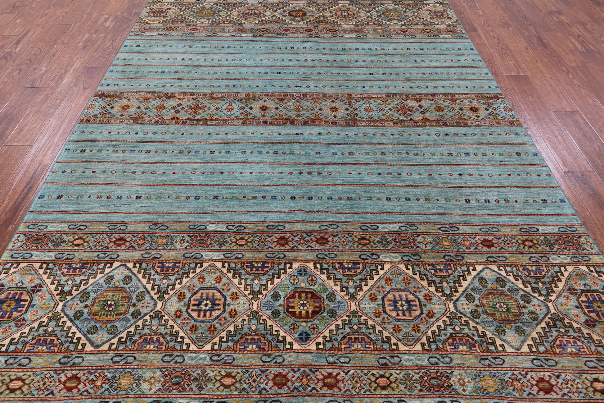 Khorjin Persian Gabbeh Hand Knotted Wool Rug - 6' 10" X 10' 0" - Golden Nile
