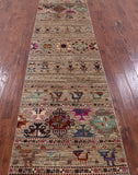 Tribal Persian Gabbeh Handmade Wool Runner Rug - 2' 10" X 10' 8" - Golden Nile