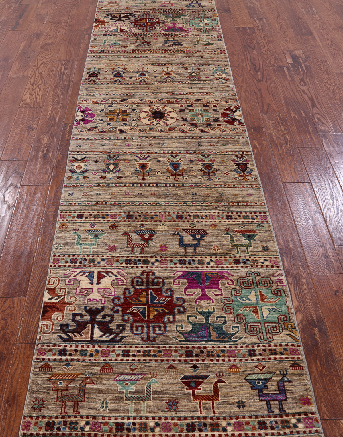 Tribal Persian Gabbeh Handmade Wool Runner Rug - 2' 10" X 10' 8" - Golden Nile