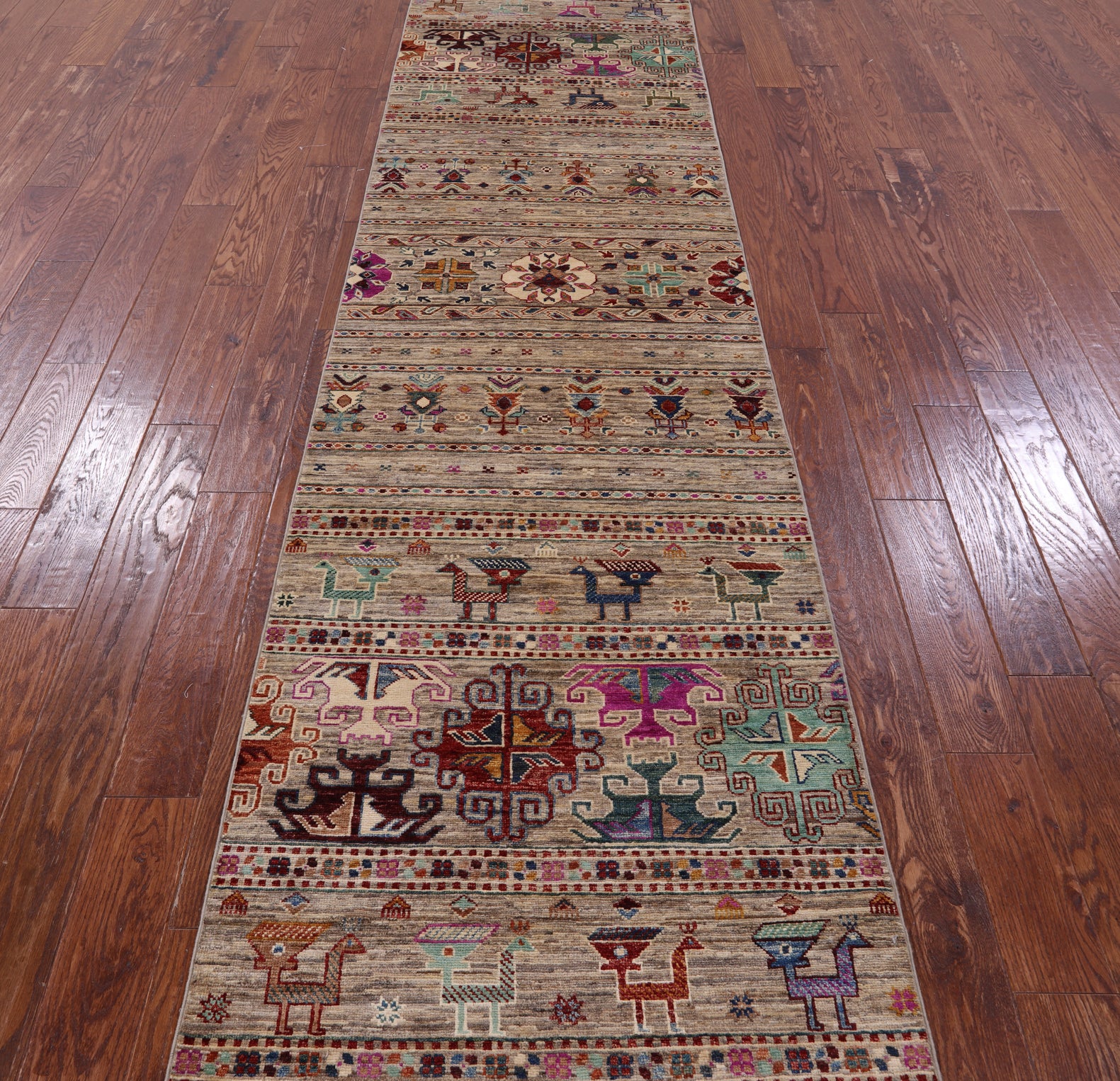Tribal Persian Gabbeh Handmade Wool Runner Rug - 2' 9" X 10' 8" - Golden Nile