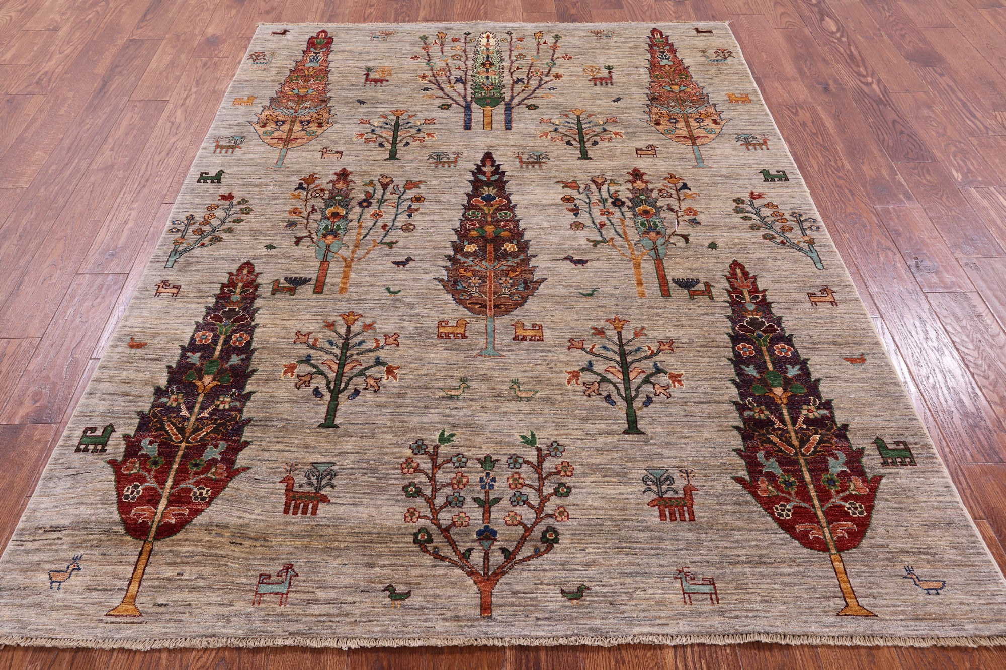 Tribal Persian Gabbeh Hand Knotted Wool Rug - 5' 7" X 7' 5" - Golden Nile