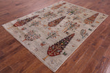 Tribal Persian Gabbeh Hand Knotted Wool Rug - 5' 7" X 7' 5" - Golden Nile