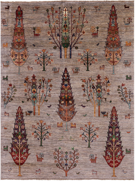 Tribal Persian Gabbeh Hand Knotted Wool Rug - 5' 7" X 7' 5" - Golden Nile