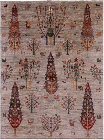 Tribal Persian Gabbeh Hand Knotted Wool Rug - 5' 7