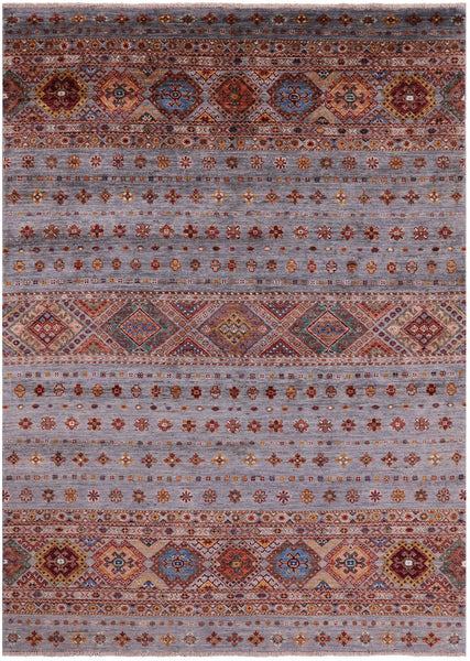 Khorjin Persian Gabbeh Hand Knotted Wool Rug - 5' 9" X 7' 10" - Golden Nile