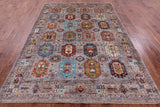 Grey Turkmen Ersari Hand Knotted Wool Rug - 6' 8" X 9' 5" - Golden Nile