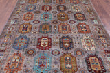 Grey Turkmen Ersari Hand Knotted Wool Rug - 6' 8" X 9' 5" - Golden Nile