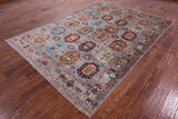 Grey Turkmen Ersari Hand Knotted Wool Rug - 6' 8" X 9' 5" - Golden Nile