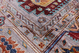 Grey Turkmen Ersari Hand Knotted Wool Rug - 6' 8" X 9' 5" - Golden Nile