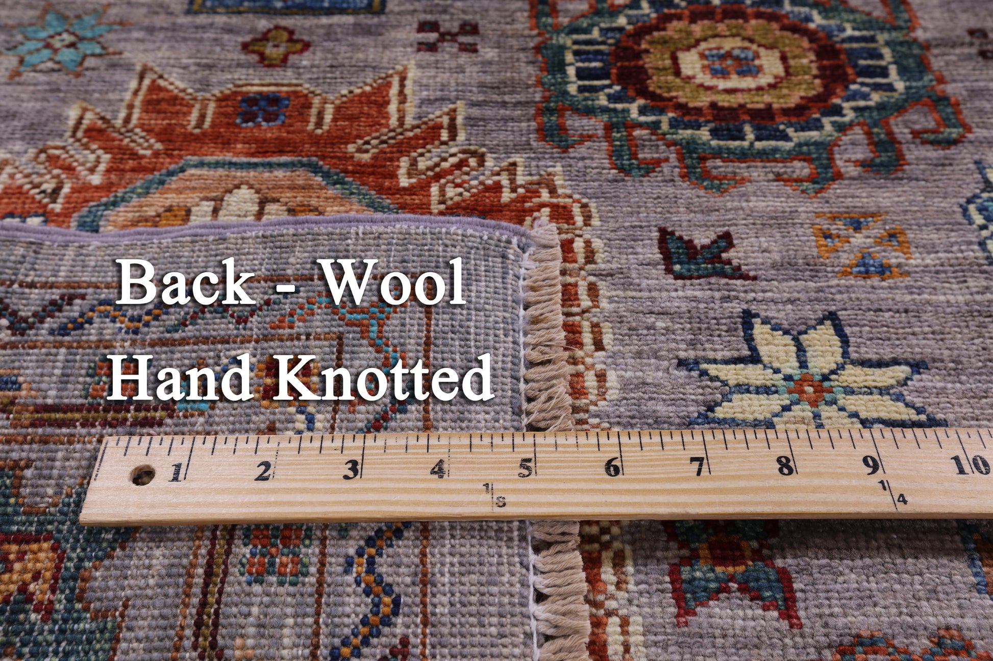 Grey Turkmen Ersari Hand Knotted Wool Rug - 6' 8" X 9' 5" - Golden Nile