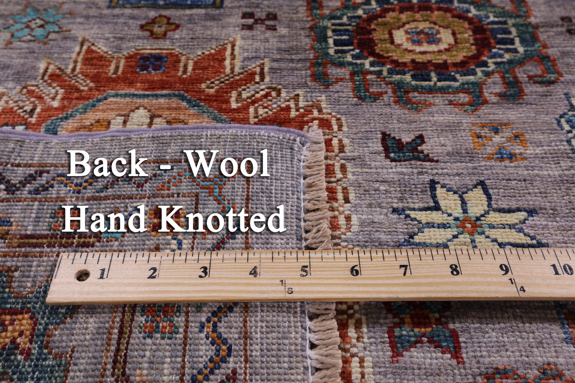 Grey Turkmen Ersari Hand Knotted Wool Rug - 6' 8" X 9' 5" - Golden Nile