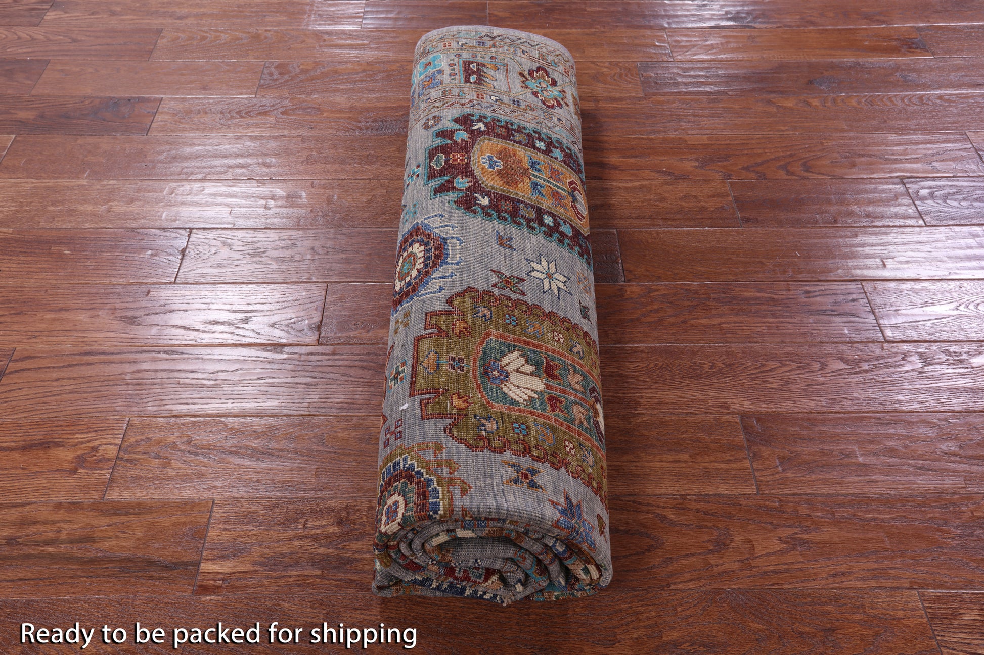Grey Turkmen Ersari Hand Knotted Wool Rug - 6' 8" X 9' 5" - Golden Nile