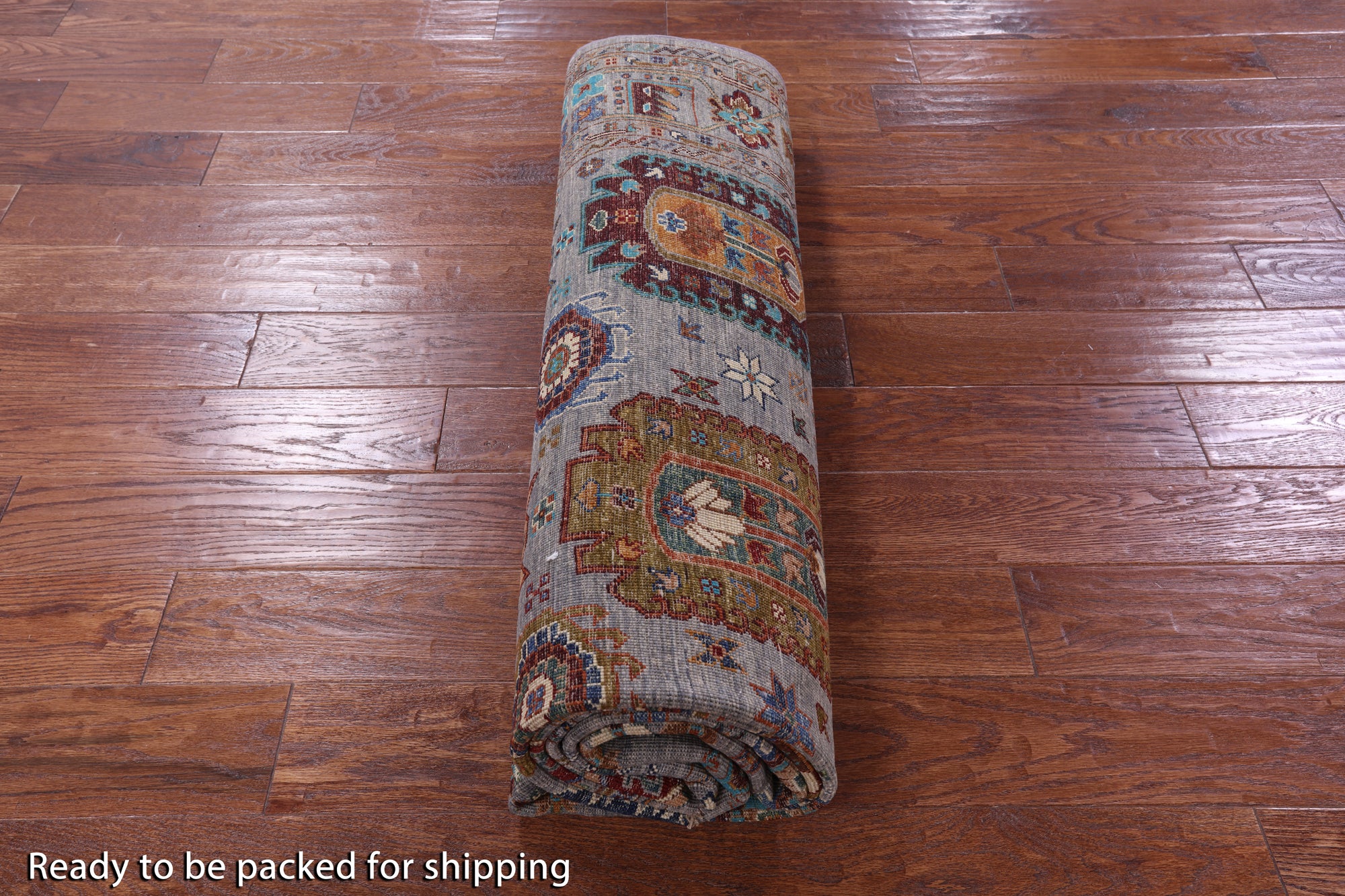 Grey Turkmen Ersari Hand Knotted Wool Rug - 6' 8" X 9' 5" - Golden Nile