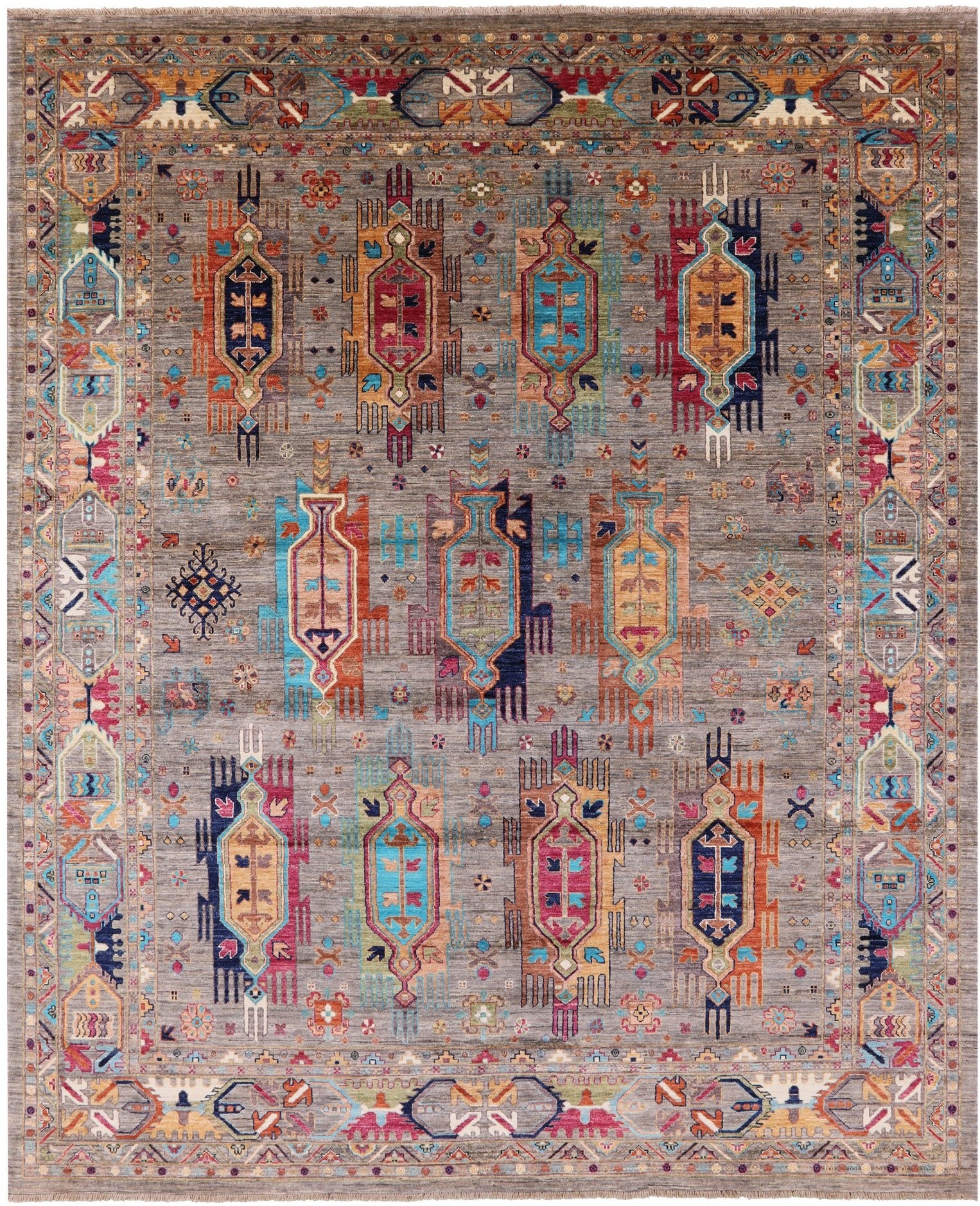 Persian Fine Serapi Hand Knotted Wool Rug - 8' 2" X 9' 8" - Golden Nile