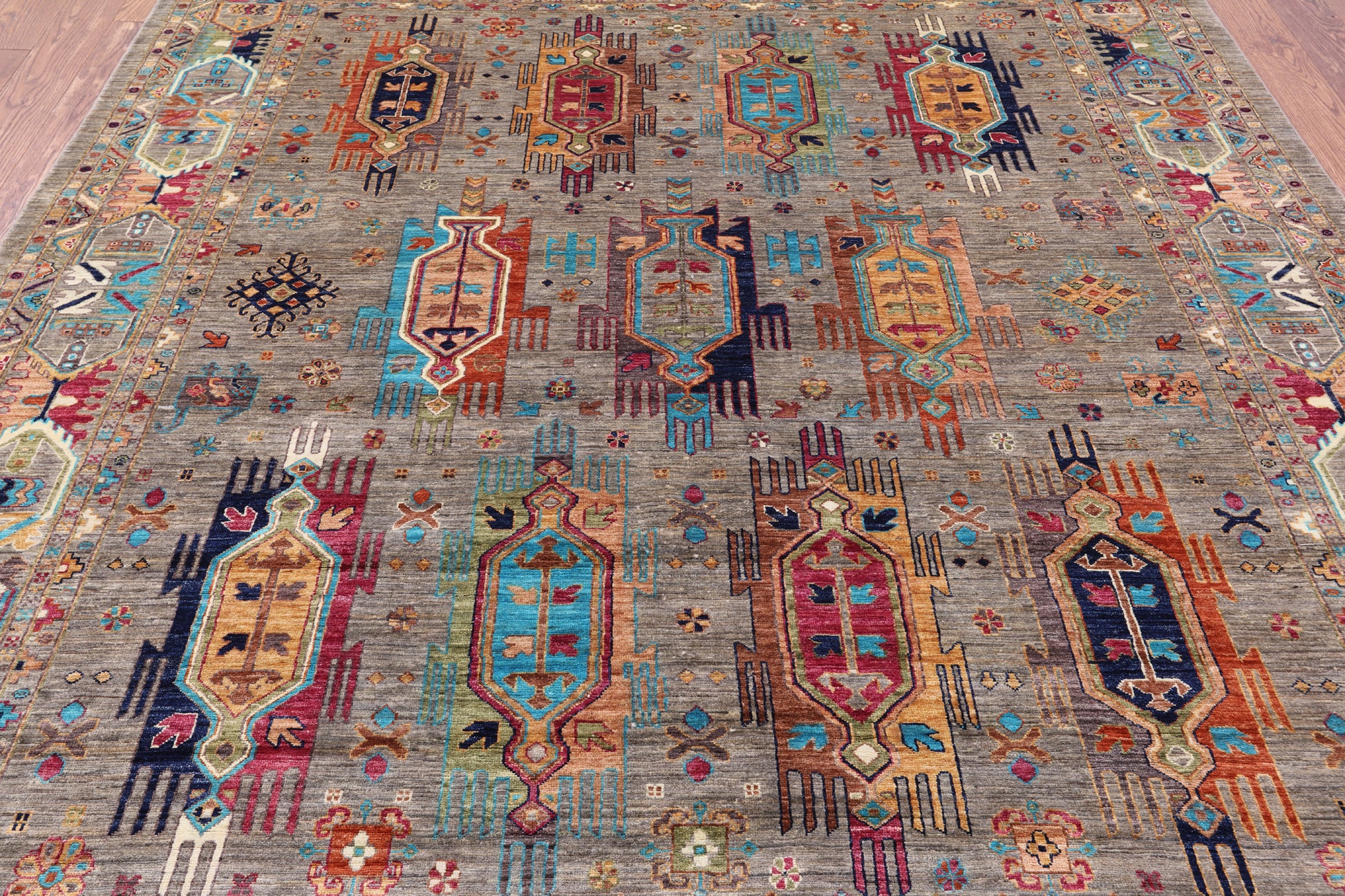 Persian Fine Serapi Hand Knotted Wool Rug - 8' 2" X 9' 8" - Golden Nile