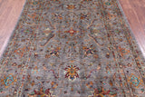 Grey Peshawar Hand Knotted Wool Rug - 5' 6" X 8' 5" - Golden Nile