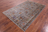 Grey Peshawar Hand Knotted Wool Rug - 5' 6" X 8' 5" - Golden Nile
