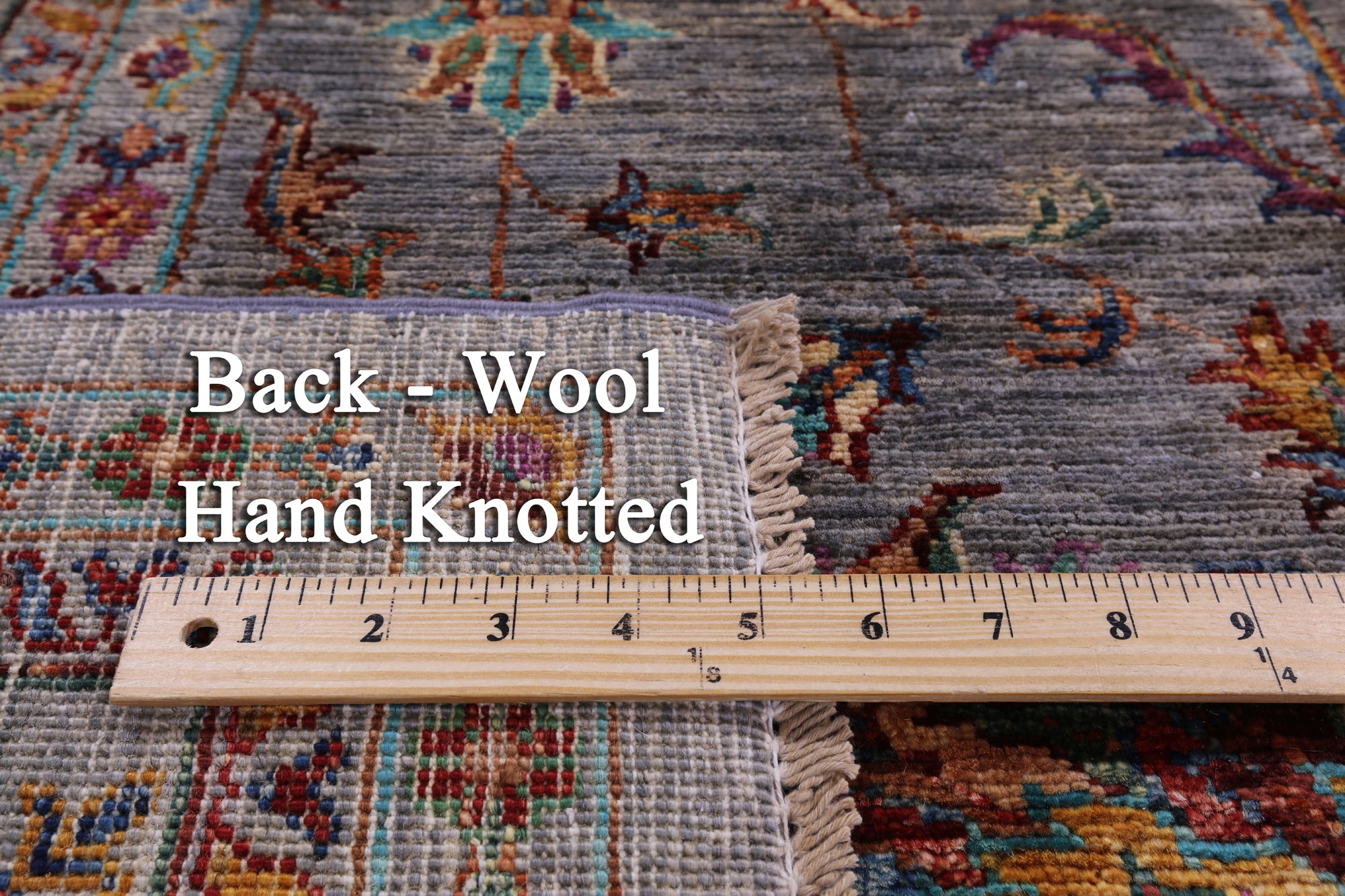 Grey Peshawar Hand Knotted Wool Rug - 5' 6" X 8' 5" - Golden Nile