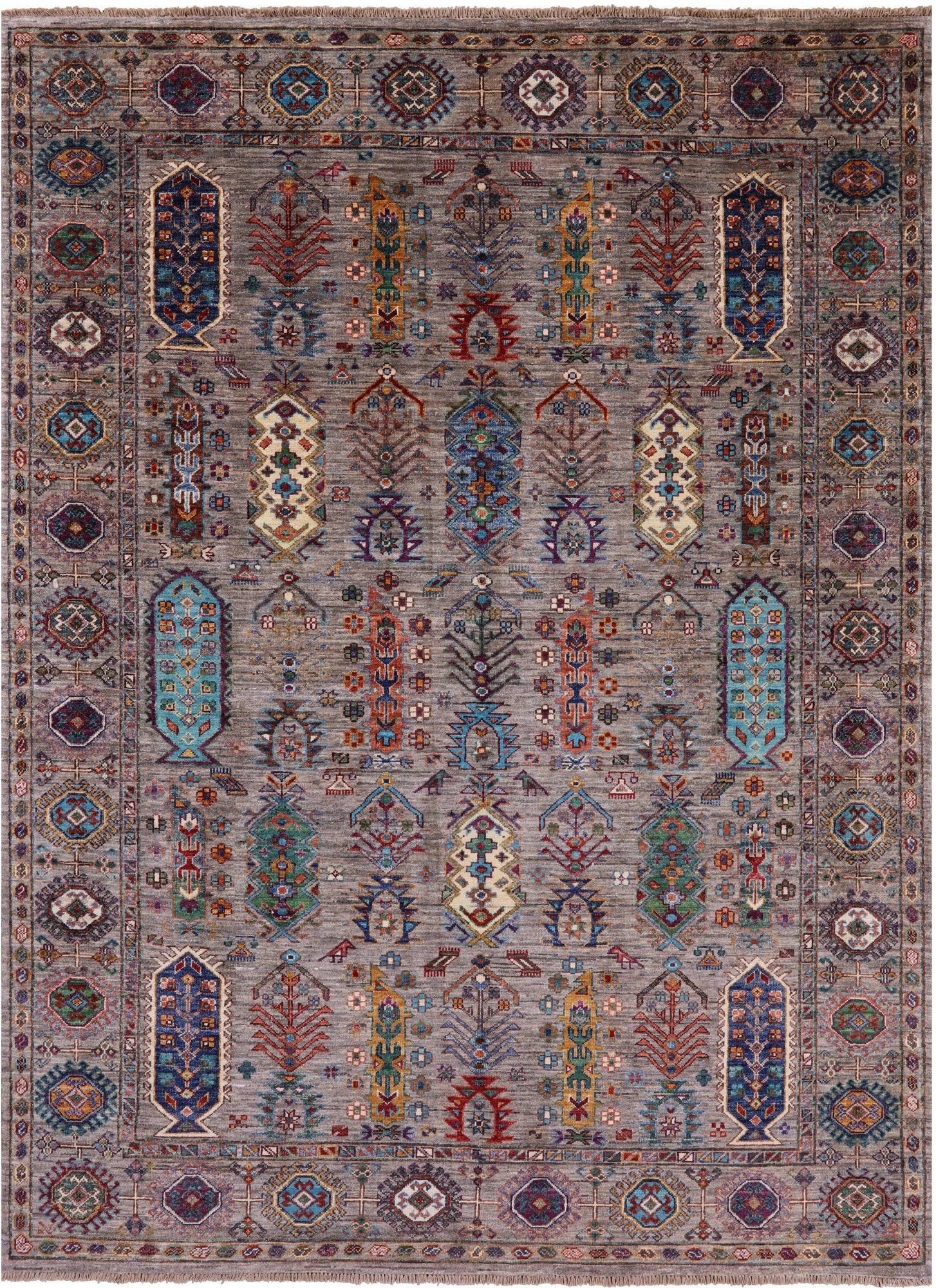 Turkmen Ersari Hand Knotted Wool Rug - 5' 8" X 7' 9" - Golden Nile