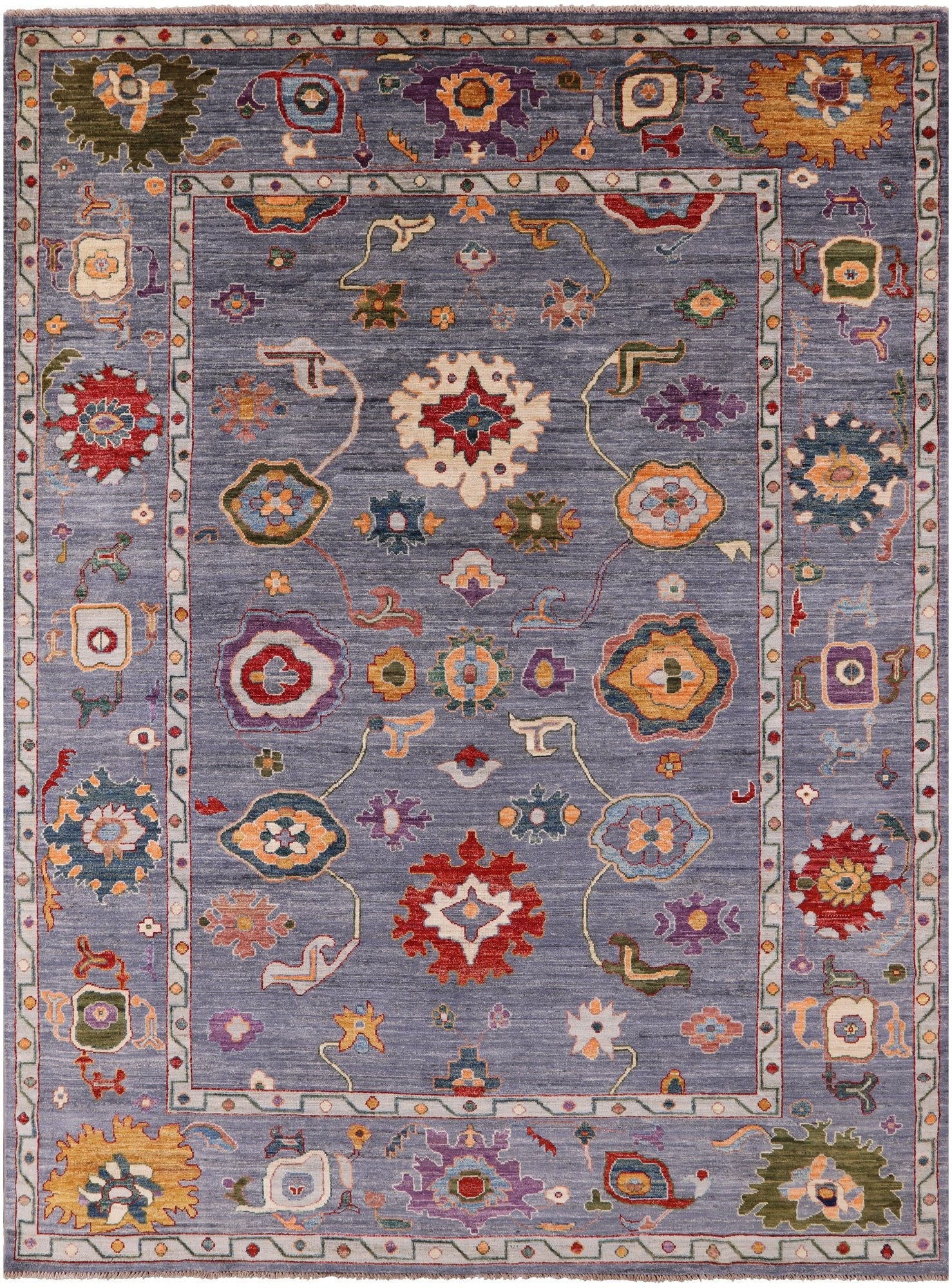 Grey Turkish Oushak Hand Knotted Wool Rug - 9' 0" X 11' 11" - Golden Nile