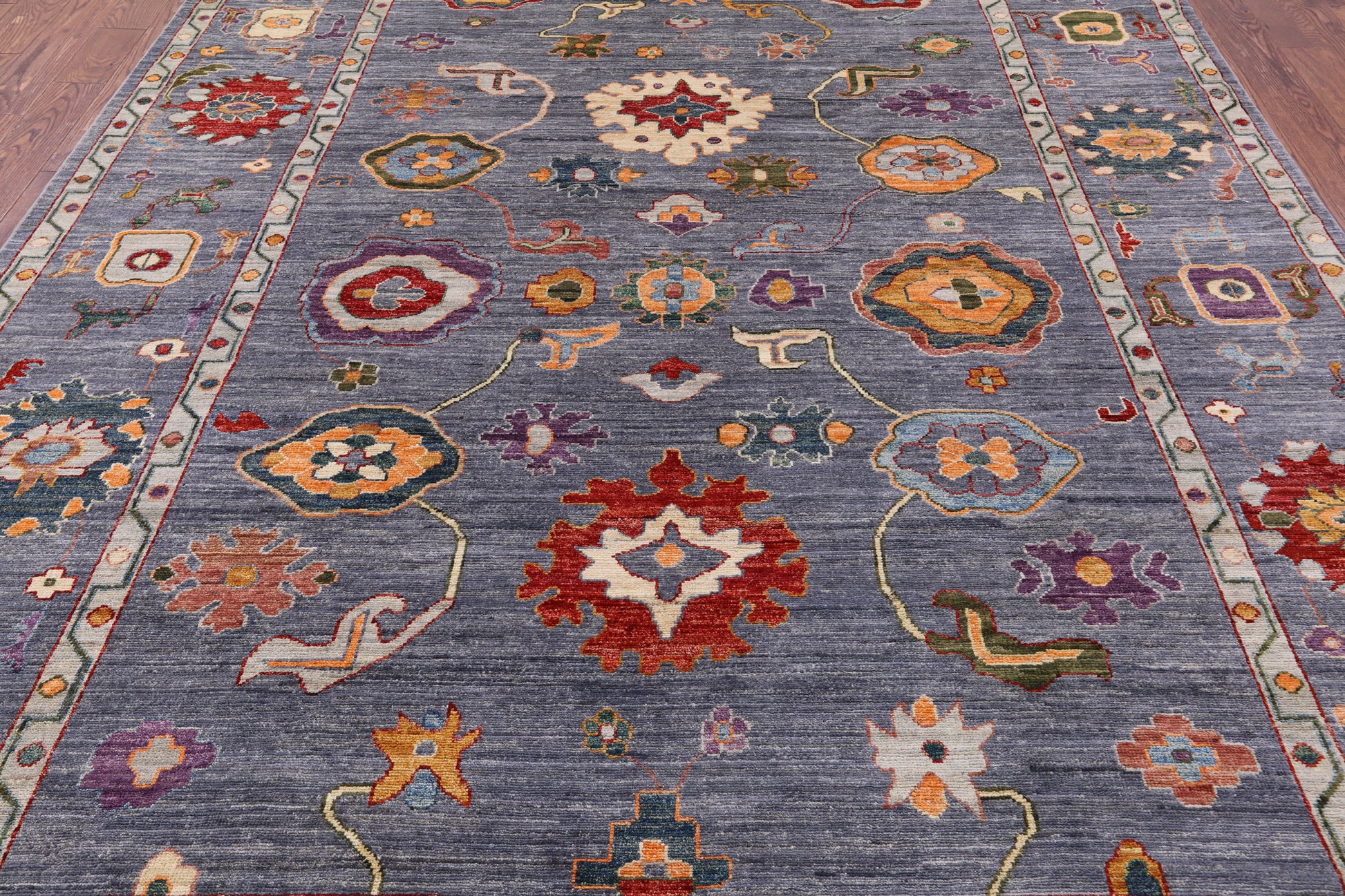 Grey Turkish Oushak Hand Knotted Wool Rug - 9' 0" X 11' 11" - Golden Nile