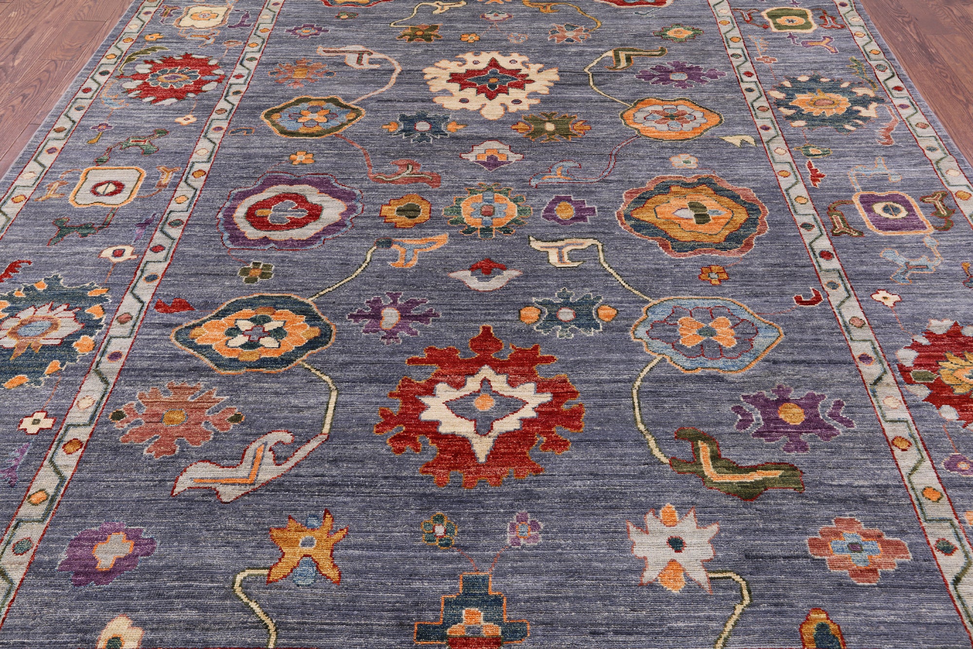 Grey Turkish Oushak Hand Knotted Wool Rug - 9' 0" X 11' 11" - Golden Nile