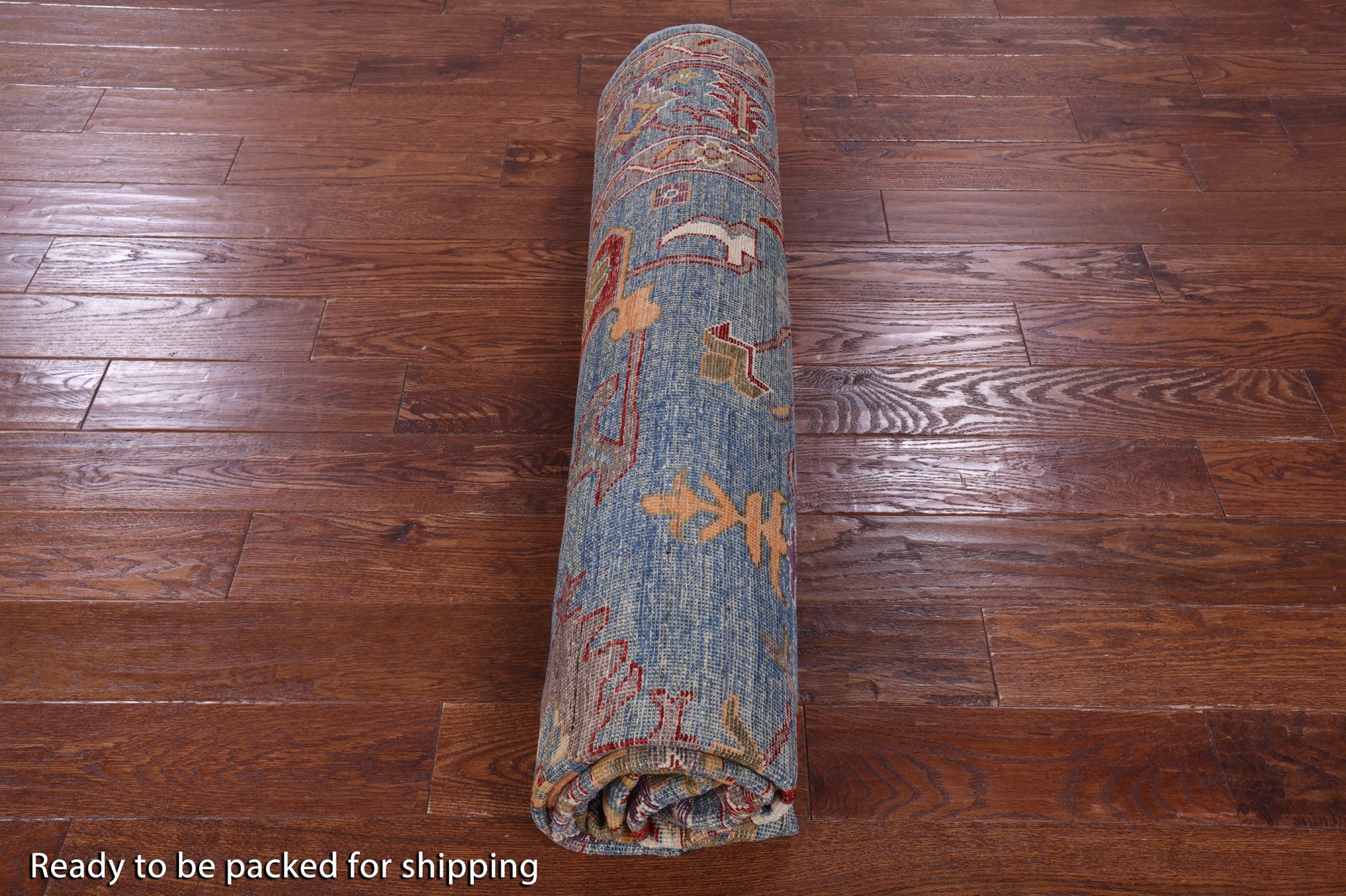 Blue Turkish Oushak Hand Knotted Wool Rug - 7' 10" X 9' 9" - Golden Nile
