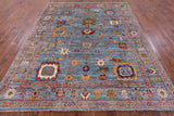 Blue Turkish Oushak Hand Knotted Wool Rug - 7' 10" X 9' 9" - Golden Nile