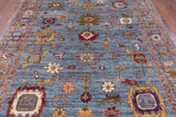 Blue Turkish Oushak Hand Knotted Wool Rug - 7' 10" X 9' 9" - Golden Nile