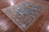 Blue Turkish Oushak Hand Knotted Wool Rug - 7' 10" X 9' 9" - Golden Nile
