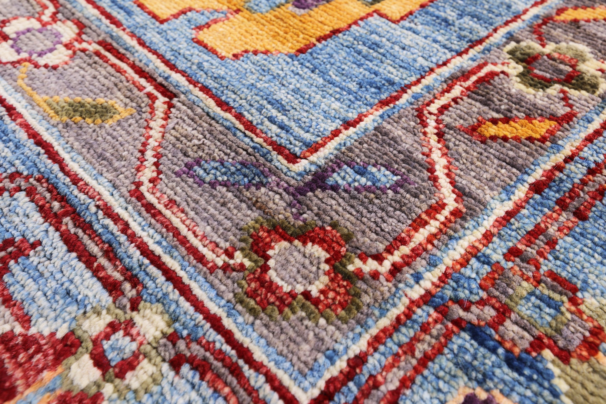 Blue Turkish Oushak Hand Knotted Wool Rug - 7' 10" X 9' 9" - Golden Nile