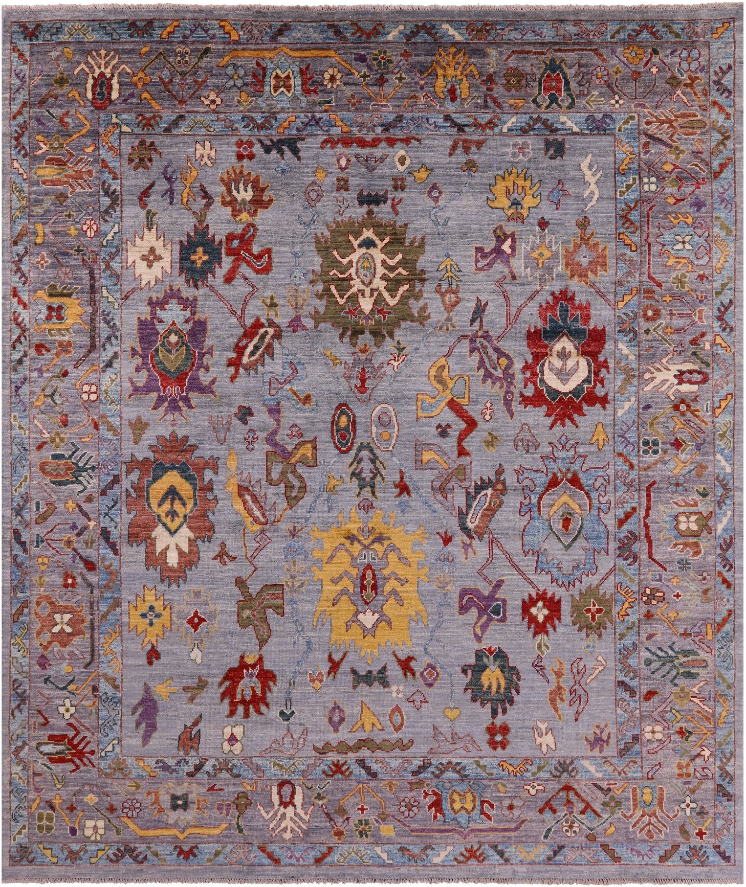 Turkish Oushak Hand Knotted Wool Rug - 8' 2" X 9' 8" - Golden Nile