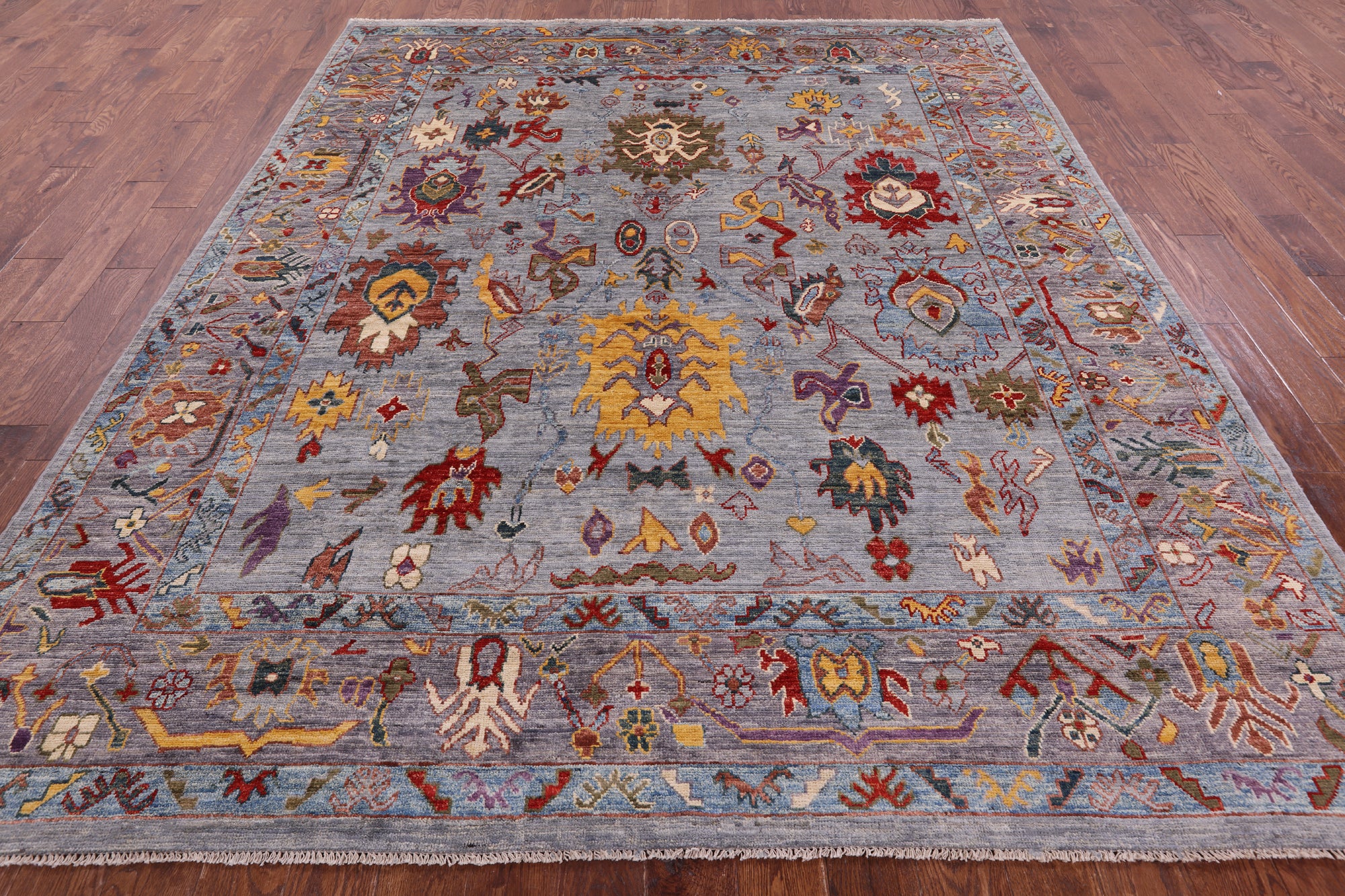 Turkish Oushak Hand Knotted Wool Rug - 8' 2" X 9' 8" - Golden Nile