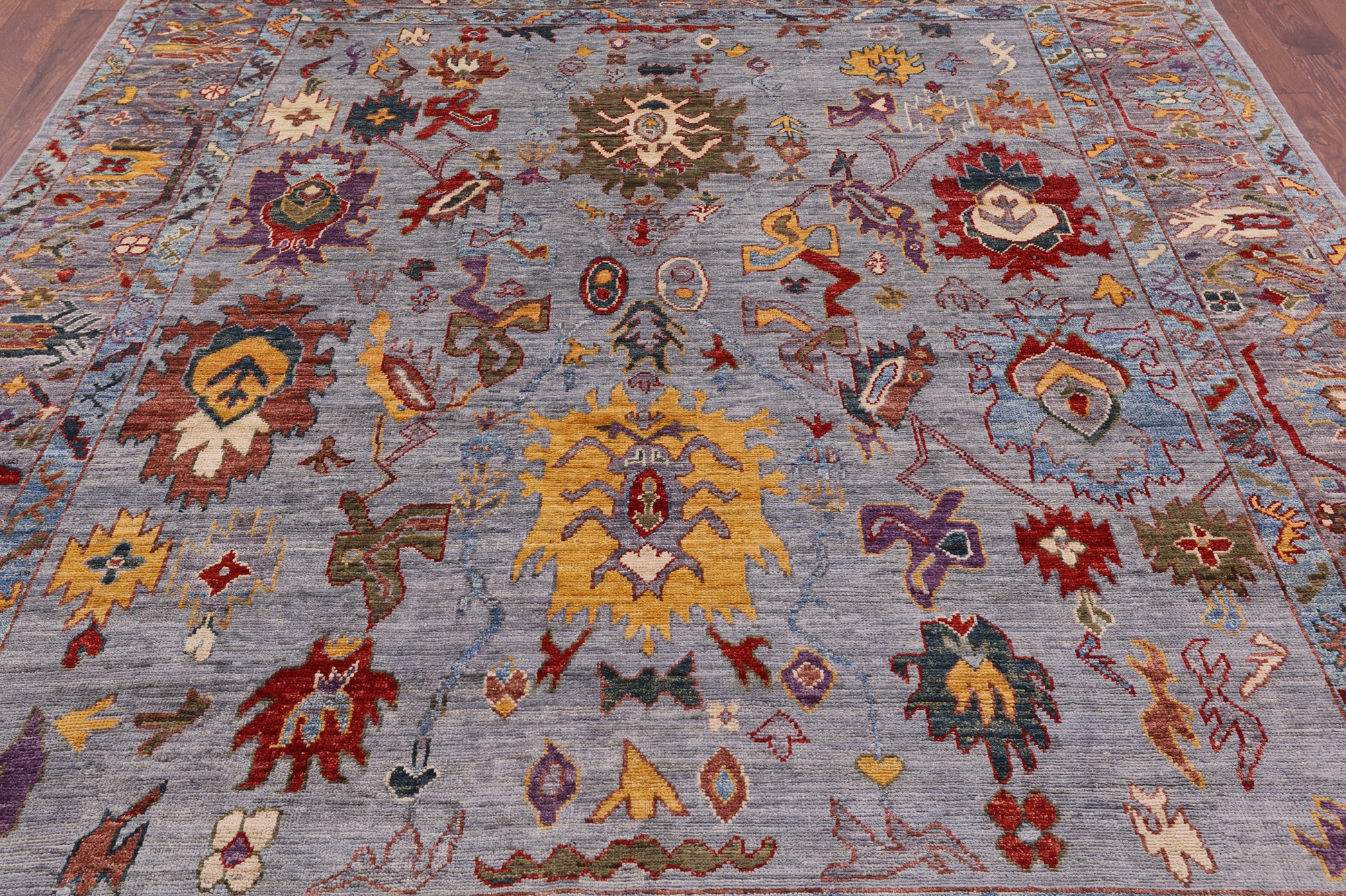 Turkish Oushak Hand Knotted Wool Rug - 8' 2" X 9' 8" - Golden Nile