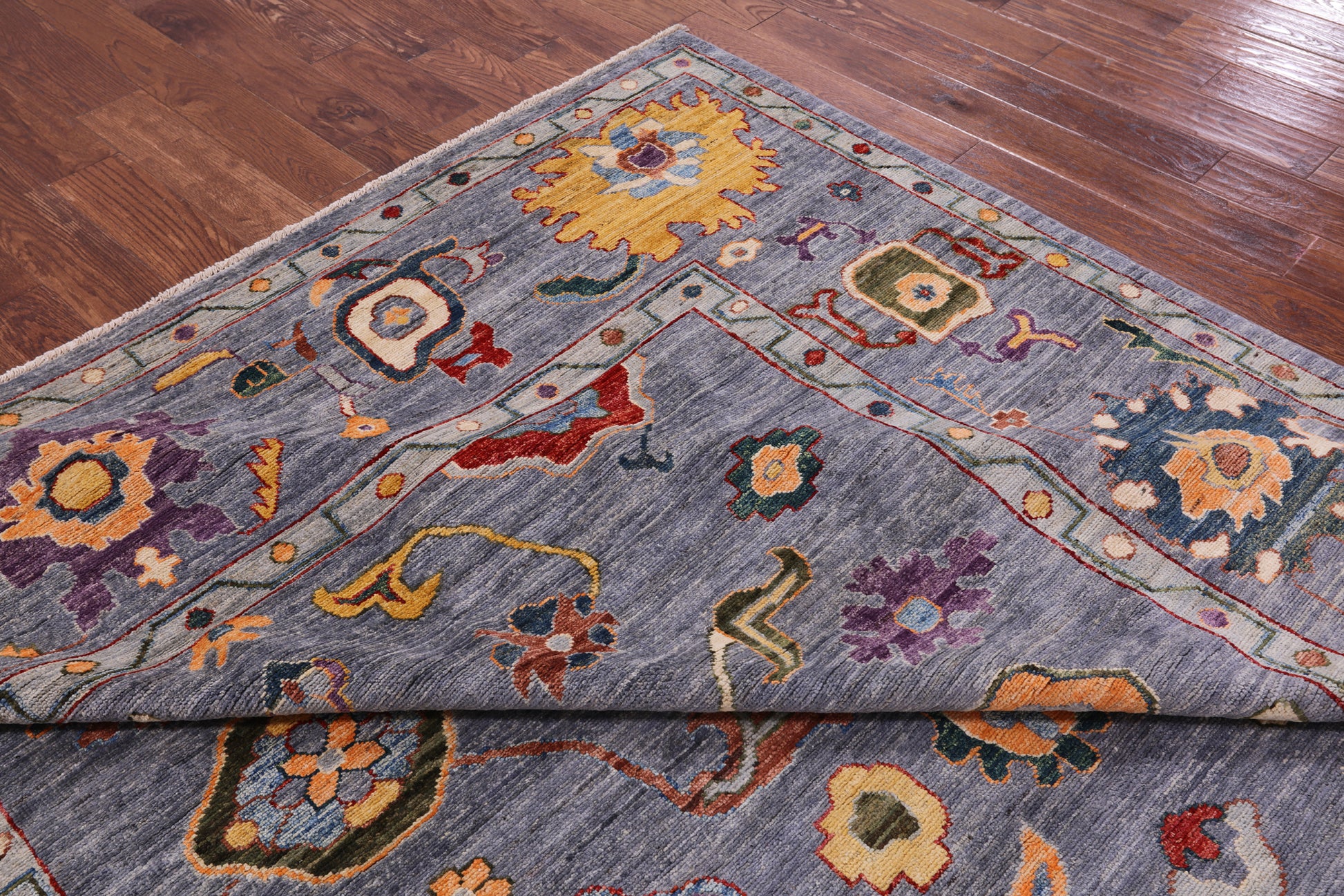 Turkish Oushak Handmade Wool Rug - 9' 0" X 11' 10" - Golden Nile