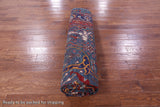 Blue Persian Fine Serapi Hand Knotted Wool Rug - 9' 0" X 11' 11" - Golden Nile