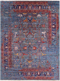 Blue Persian Fine Serapi Hand Knotted Wool Rug - 9' 0" X 11' 11" - Golden Nile